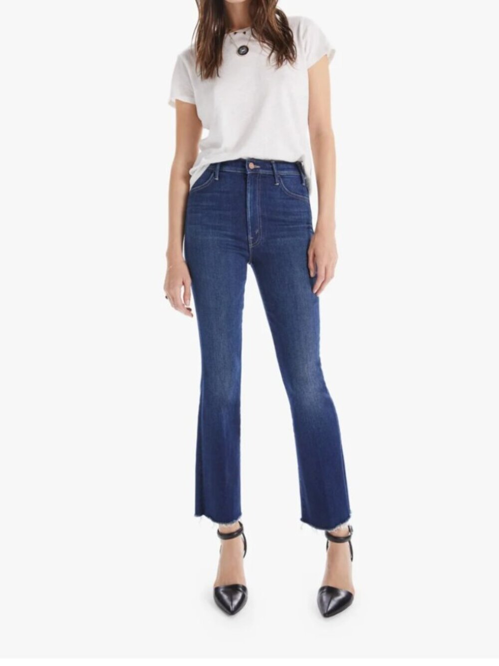 MOTHER The Hustler Ankle Fray Jeans Home Movies Raw Hem Sz 26